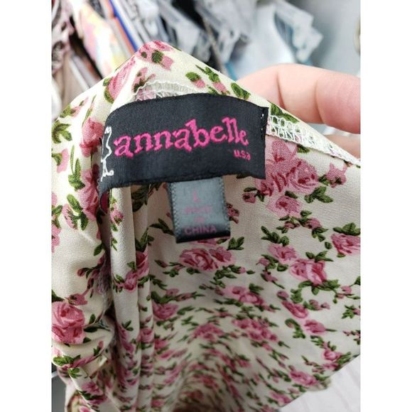 Annabelle USA Women's Cream White Pink‎ Floral Strappy Necklace Tank Top LARGE - Picture 3 of 12